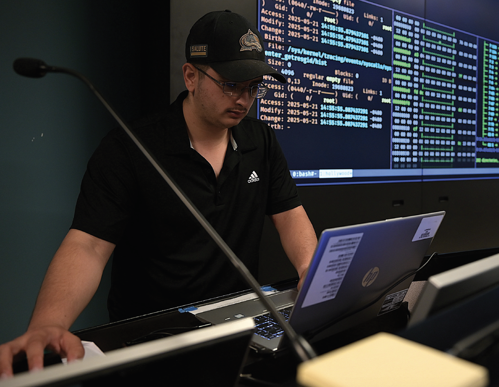 Technical Sergeant Andres Coronado, Space Delta 6, Detachment 1, cyber operator, from Schriever Space Force Base, Colorado, participates in Cyber Kauai Innovative Readiness Training mission in County of Kauai’s Emergency Operations Center, May 21, 2025 (U.S. Air Force/Rachelle Morris)